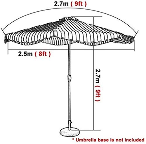 Parasol de jardín a rayas de 2,7m con protección solar UV50+ ajustable 2