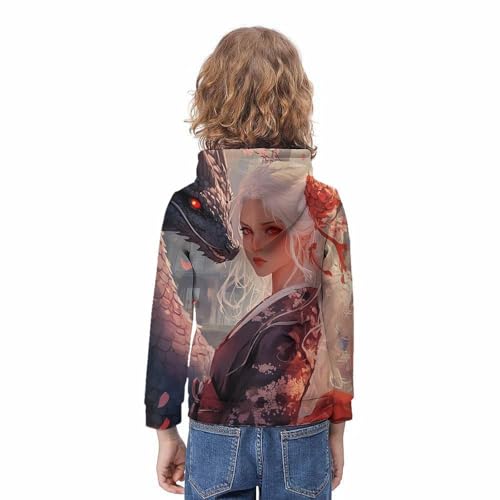 Sweat à Capuche Enfant 8-10 Ans imprimé Dragon 3D