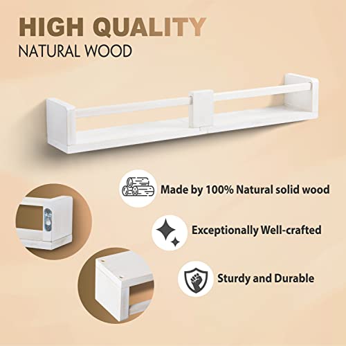 Bluewest Nursery Shelves, Wooden Nursery Bookshelf, Nursery Floating Book Shelves Wall Mounted Decor For Kids, Children's Comic Books Toy Photo Storage Organizer, Wall Shelves For Bathroom (4, White) #TOP1