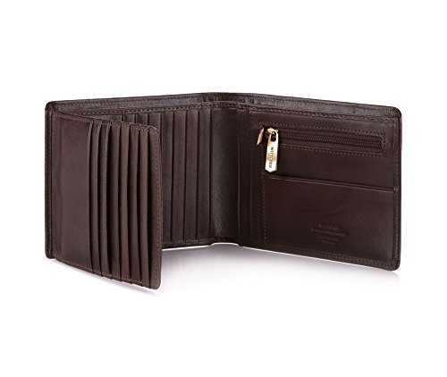 Geldbörse aus Rindsleder | Collection: Arizona | aus hochwertigen Materialien | elegant und klassisch | Braun | 13x10.5 cm4