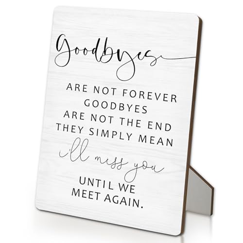 IRTAGANNY in Loving Memory Sign, Goodbyes are Not Forever Memorial Wooden Stand Sign 5"X7", Memorial Decorations for Loss of Loved One, Funeral Table Decorations for Table (5x7 Inch)