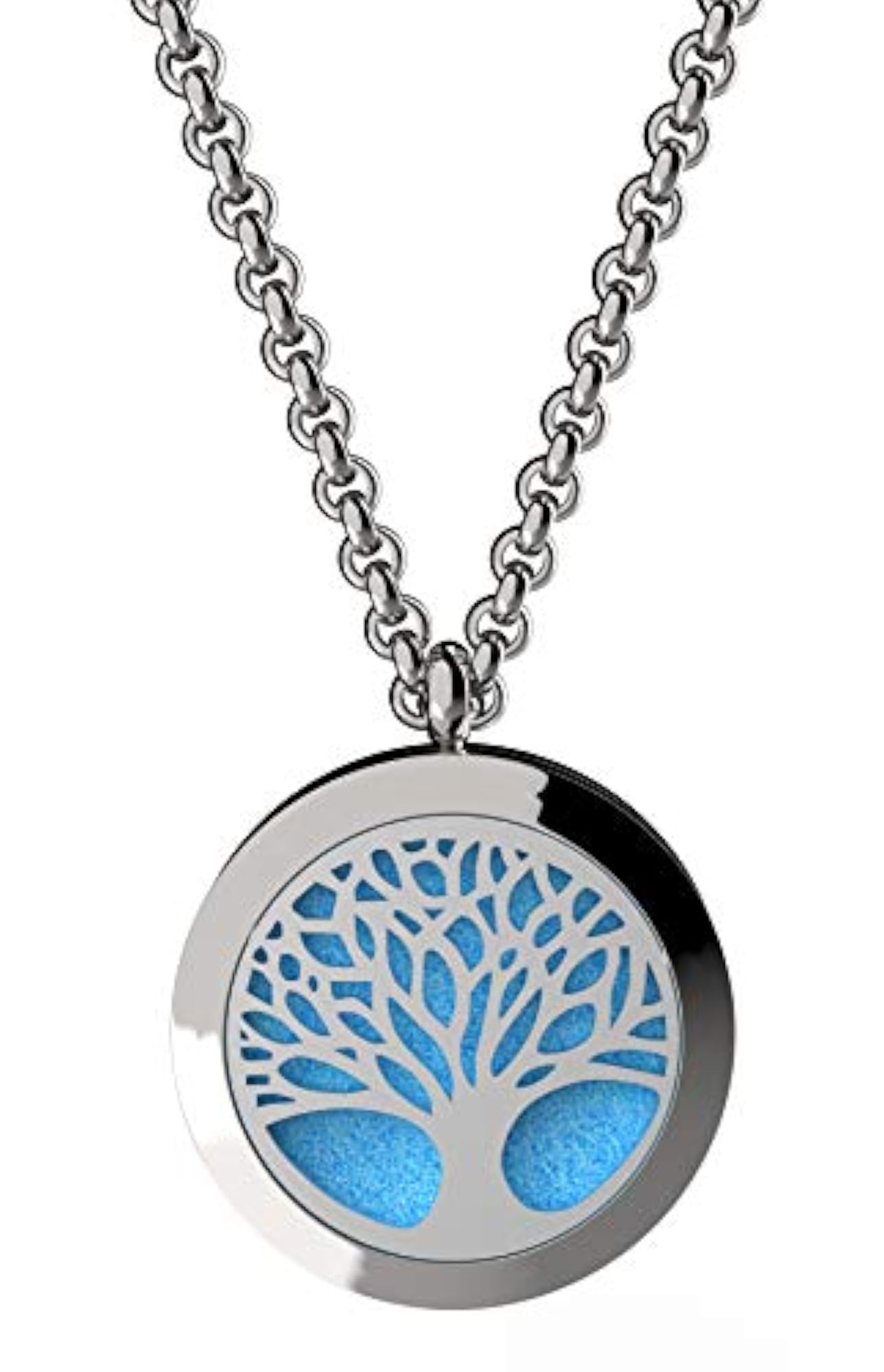 Tree of Life Stainless Steel Aromatherapy Diffuser Necklace Set