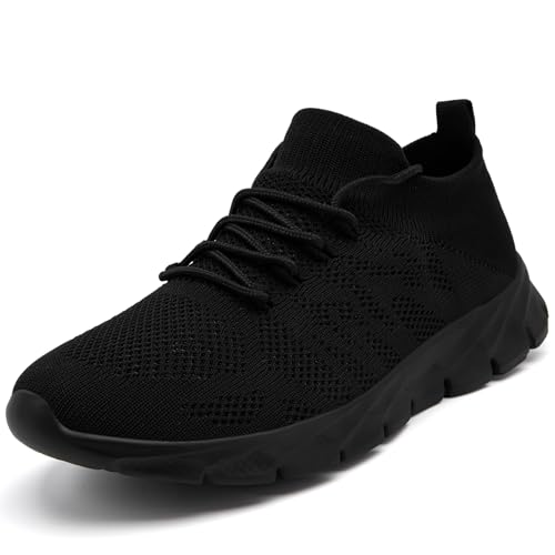 Mens Running Shoes Tennis Walking Lightweight Athletic Workout Gym Shoes Breathable Fashion Sneakers All_Black 10.5