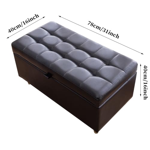 Repose-pieds en cuir de banc rectangulaire avec couvercle argent - 4