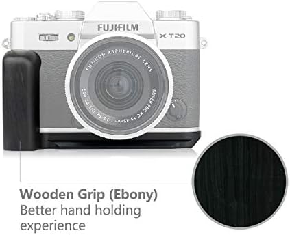Krorux XT20 Wood & Metal Hand Grip with Arca-Swiss Quick Release Plate for Fujifilm X-T10 X-T20 X-T30 Mirrorless Camera - Ebony