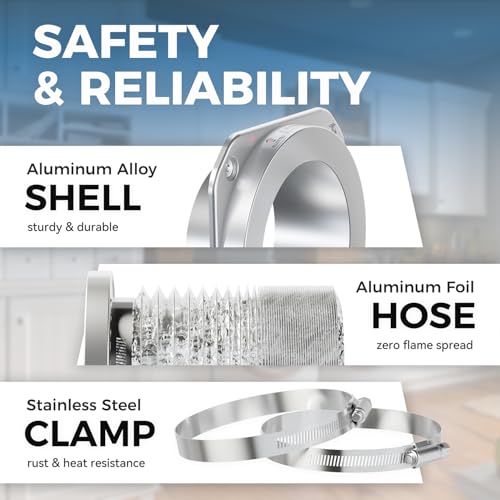 Magnetic Dryer Vent Coupling DV180 Airtight Seal Dryer Vent Connector Kit Easy to Clean Quick Connector Including a 2.6ft 4" Duct and two Clamps