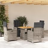 Set comedor de jardín, Conjunto Jardin Exterior Hamacas Jardin Tumbonas Conjunto Mesa Y Sillas Jardin Mesa Jardin Exterior Adecuado Sala De Estar Piscina, 5 piezas con cojines ratán sintético gris
