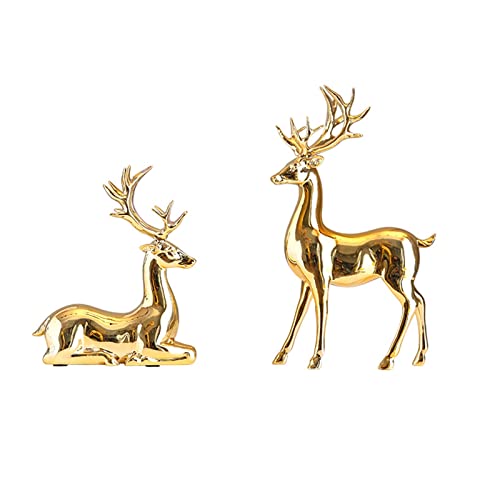 Ornement résine or sculpture de cerf pour décors de bureau et salon