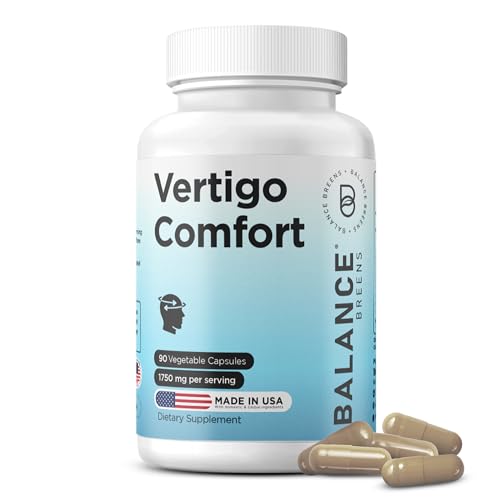 Vertigo Relief Supplement 1750mg 90 Capsules - Natural Support for Motion Sickness Dizziness Tinnitus Migraines Inner Ear Balance (Pack of 1)