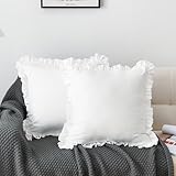 Picture of Euro Shams Covers Set of 2, (26 x 26) 100% Brushed Microfiber Euro Pillow Covers, Ruffle Pillow Cases -Super Cozy and Soft, Wrinkle-Free, Fade-Resistant Stain-Resistant Envelope Closure