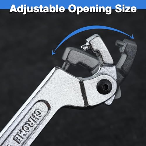 Image of AASONS Adjustable C Spanner Hook Wrench Tool Pin Wrench for Mechanical Equipments Vehicles Tighten Lock Nuts & Bearings, Round Head, 2 - 4 inch (51 to 121mm), Chrome-Vanadium Steel