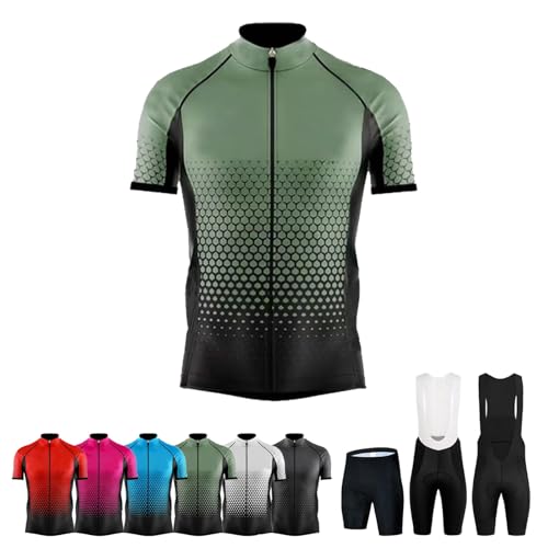 Maillot Ciclismo Personalizado Ropa Ciclismo Mountain Bike de Elástica Pro Secado Rápido para Adulto y Adolescente con Logotipo del Equipo(Green)