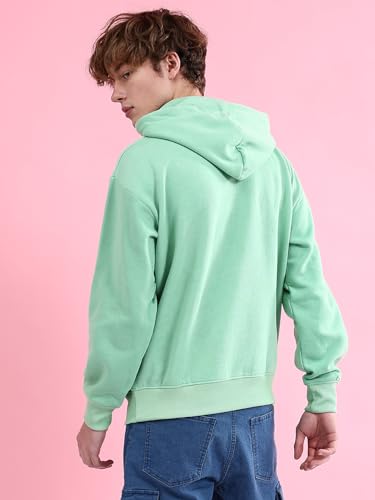 Image of The Indian Garage Co Men Regular Fit Solid Overhead Hooded Sweatshirt