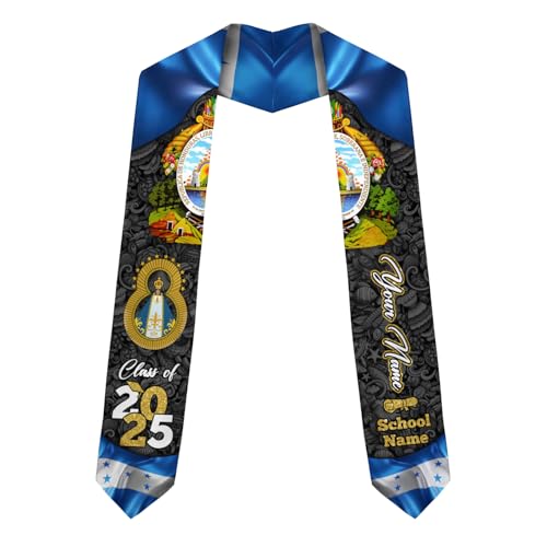MonkeyVan Personalized Honduran Graduation Stole 2025,Custom Honduras Flag Sash,Honduras Graduation Stole for Class of 2025 S349