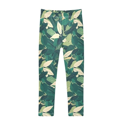KLL Tropical Greens Leaves Toddler Girls' Cotton Leggings Fashion Full Length Sweatpants Sports