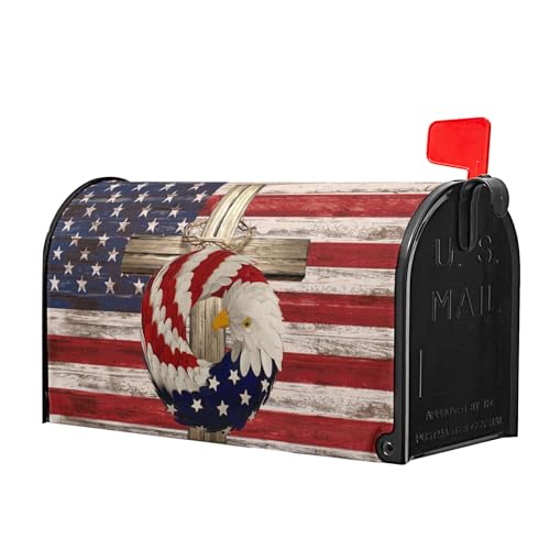 Image of USA American Flag Patriotic Mailbox Covers Magnetic Independence Day Mailbox Wrap Standard Size 18 X 21 4th of July Memorial Day Decorative for Home Outdoor Garden