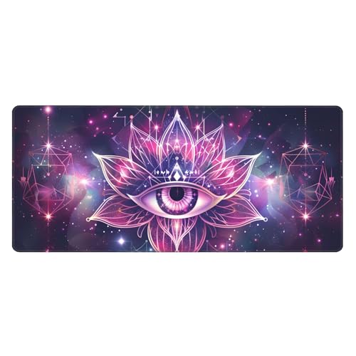 Image of Starry Sky Lotus Eyes Extended Gaming Mouse Pad, with Stitched Edges Large Mouse Pad Desk Protector, Rubber Base Mousepad Keyboard Mouses Mat for Work Game Office Home- 32 inch X 12 inch Inch,E47