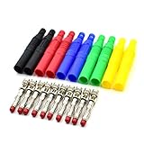 5Colors Insulated Safety Seal Protection Shrouded 4mm Banana Plugs Solder DIY Connectors Adapters for Multimeter Test Leads Electrical Testing 10Pcs