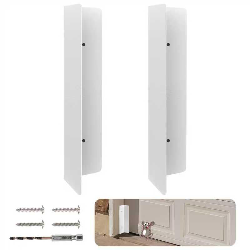 2 Pcs Garage Door Seal Mouse Guard Heavy Duty Stainless Steel Garage Door Mouse and Snake Guard Permanent Solution (White)
