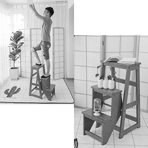 Soporte de flores multifuncion y taburetes de escalera de madera 2