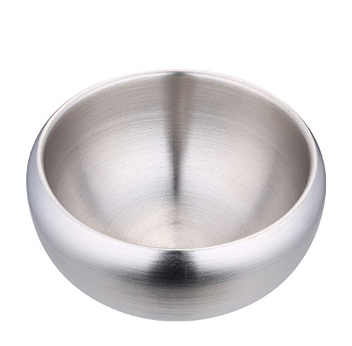 Wowlife Dual Layer Stainless Steel Shave Bowl Heat Insulation Smooth Wet Shaving Mug Soap Cup (Small)