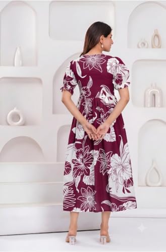 Image of Women's Pure Cotton All Over Printed Maternity Feeding Kurti | Floral Print Maternity Gown