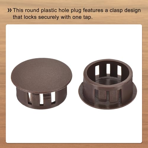 Image of MECCANIXITY 64PCS 22mm(7 /8 inch) Brown Plastic Hole Plugs, Flush Type Panel Hole Plugs Insert End Caps for Locking Hole Tubes Furniture Cabinet