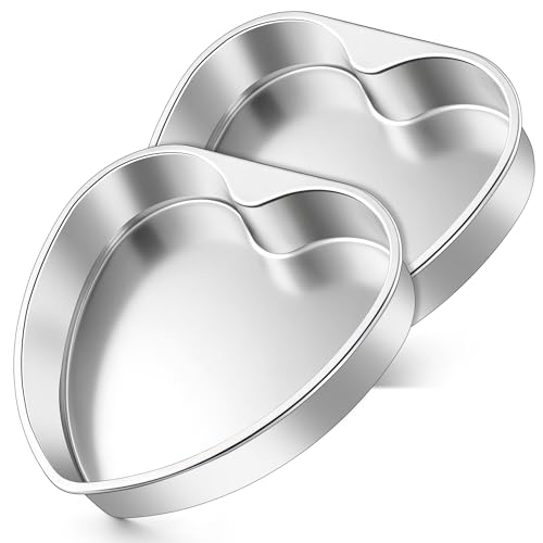 Homikit Heart Shaped Cake Pans, 10” Stainless Steel Heart Baking Mold, 2PCS