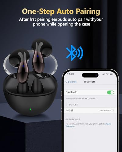 Image of Wireless Earbuds, 5.3 Headphones 40Hrs Playtime with Charging Case, Waterproof Stereo in-Ear Earphones with Microphone for iPhone Android Cell Phone Sports Workout, Black