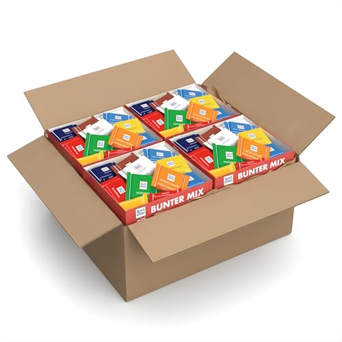 Ritter Sport mini Bunter Mix Schokolade Vollmilchschokolade Halbbitter- & Edelvollmilch-Schokolade perfekt zum Naschen und Genießen Geschenkidee 4 x 1 4 kg (336 Stück)