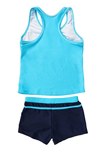 Jerrisapparel Little Girls' Summer Two Piece Boyshort Tankini Kids Swimsuit (10-11/Tag Size 3Xl, Blue) #TOP1