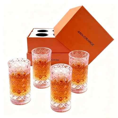 【ANXIORANGE】Ladies' Whisky Glass​ウイスキーグラス ロックグラス ブランデーグラス 誕生日プレゼント 祝日の贈り物 40ml(4個)