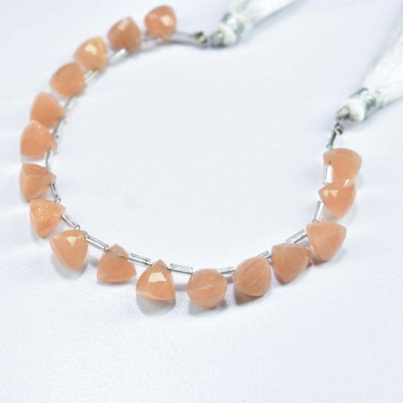 Naturalny brzoskwiniowy kamień księżycowy, trylion fasetowanych koralików, 7,5-8 mm, długość 15 cm, do produkcji biżuterii, koraliki z kamieni szlachetnych do naszyjnika, bransoletki