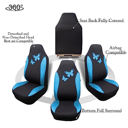 Flying Banner Butterfly car seat Covers ful Set Fashion Universal Lady Woman Female Rear Bench Split Colorized (2 Fronts, Mint Blue) by Flying Banner - Used condition - Image 9
