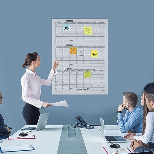 34x46'' Acrylic Calendar for Wall 3 Month Calendar Dry Erase with 0.23'' Thickened Board Clear Large Planning Board Wall Mounting for Home, Office, Laboratory, and School - Image 3