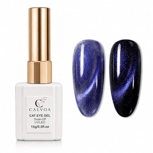 Image of Cat Eye Gel Polish with Dual Magnet 15ML Holographic Glitter Magnetic Soak-Off UV /LED Gel Polish for Salon & DIY Nail Art (GALAXY INDIGO)
