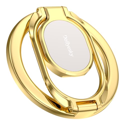 Image of Doflyesky Magnetic Phone Ring Holder for Magsafe Phone Grip, Dual-Sided Magnetics Adjustable Gym Phone Holder Finger Kickstand for iPhone 17, 17 Air, 16, 15-12 Pro Max and Android Phone Cases (Gold)