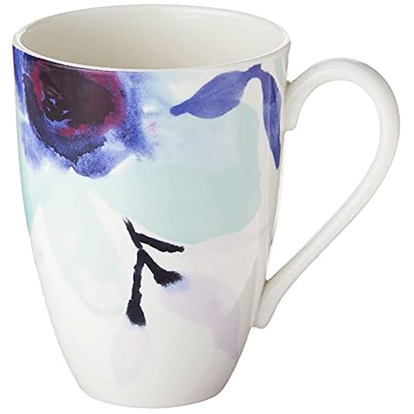 Lenox 885149 Indigo Watercolor Floral - Juego de 4 tazas, porcelana