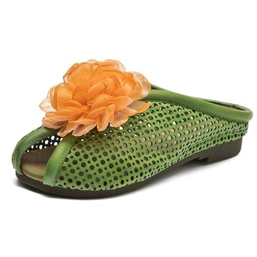 Women's Floral Ethnic Flats - 1.5cm Platform Peep Toe Summer Mary Jane - Main Image