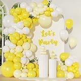128pcs Yellow Balloon Arch Kit with Pastel Yellow and White Balloons for Lemon Bee Themed Baby Bridal Shower Birthday Party Decorations