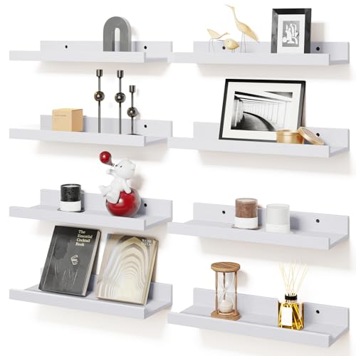 Set Of 8 White Floating Shelves