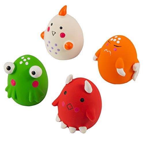 Esenlong Juguete chirriante para perro, 4 bolas chirriantes para perros, juguete masticable para mascotas, juguete chirriante de látex para perros pequeños y medianos que persiguen masticar Cover