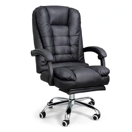 Cadeira de Escritório Presidente Ergonômica Reclinável com Apoio de Braço, Ajuste de Altura, Base Giratória 360°, Rodinhas, Assento Estofado Confortável, Ideal para Home Office e Escritório, Cor Preta
