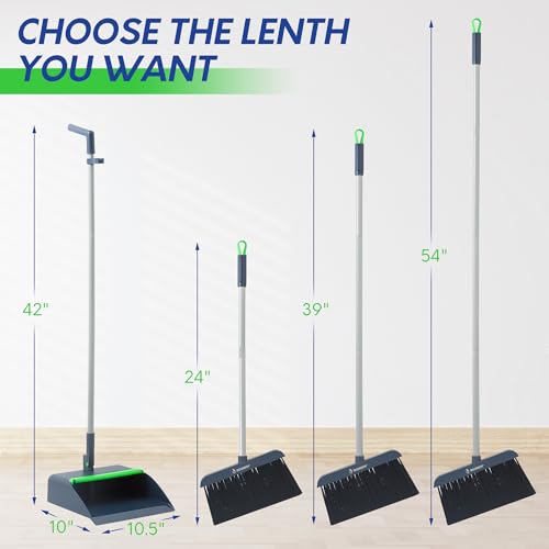 image for BOOMJOY Broom and Dustpan Set with 54'' Adjustable Long Handle, Angled