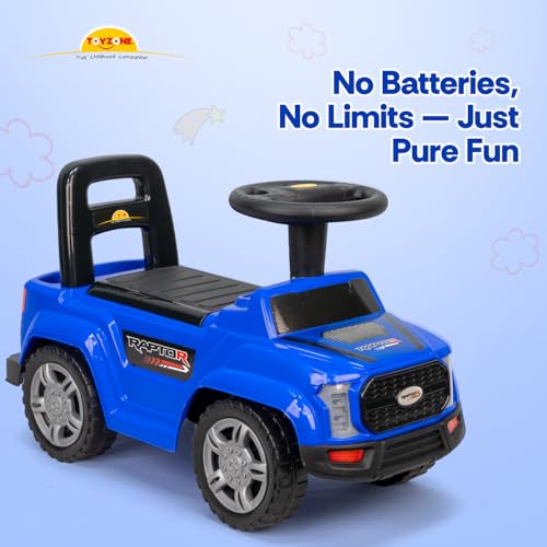 Image of Toy Zone Raptor Baby Ride On Car for Kids, Toddlers Push Ride Baby Kids Car with Backrest, Push Ride On Toy Jeep with Music & LED Light, Under Seat Storage, 2 to 5 Years (Blue)