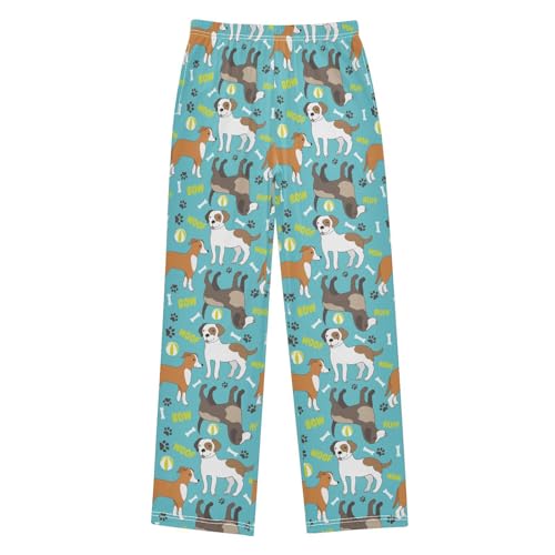Dogs Hand Drawn Blue Boys Pants for Kids Jogger Pants with Pockets S-XL