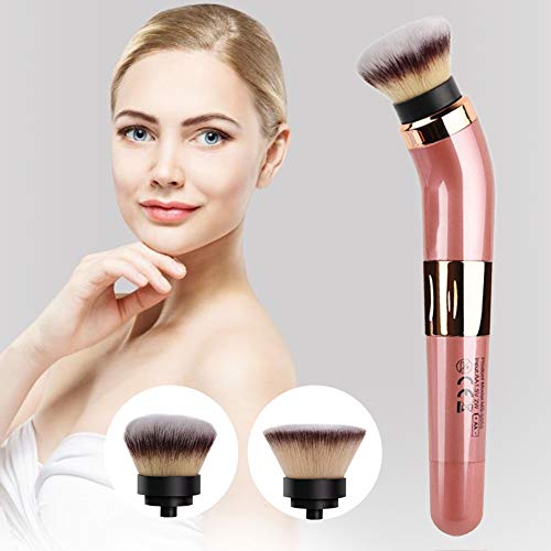 Brocha maquillaje eléctrica Profesional Fácil usar Polvo multifuncional giratorio Fundación ush 360 grados Mezcla con pilas Portátil Automático Fibra sintética Cosmética
