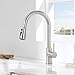 DERW Kitchen Tap, Pull Out Kitchen Mixer Tap, 360° Swivel Spout, 2 Modes Spray, Stainless Steel Construction, Anti-Splash, Single Handle Easy Control, Quick DIY Install for UK Family Kitchens