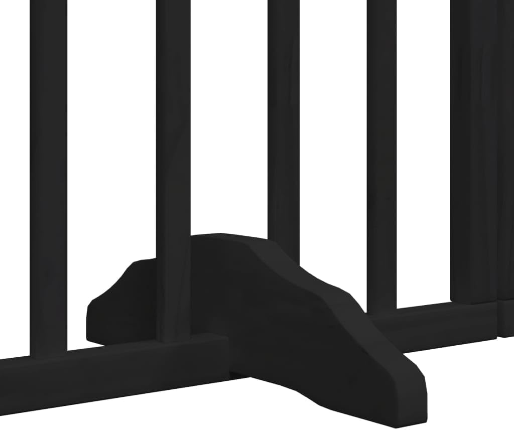 vidaXL Dog Gate with Door Foldable 6 Panels Black 118.1" Poplar Wood