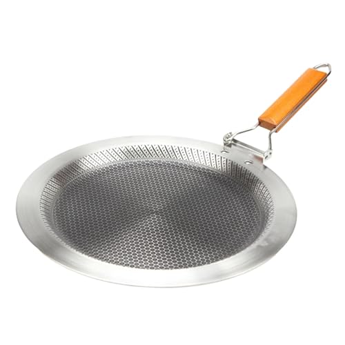 LeeQinersw Sartén Antiadherente de Acero Inoxidable Sartén Redonda para Galletas Mango Replegable Placa Griddle Sin Recubrimiento para Cocina de Inducción Adecua, 34 Cm